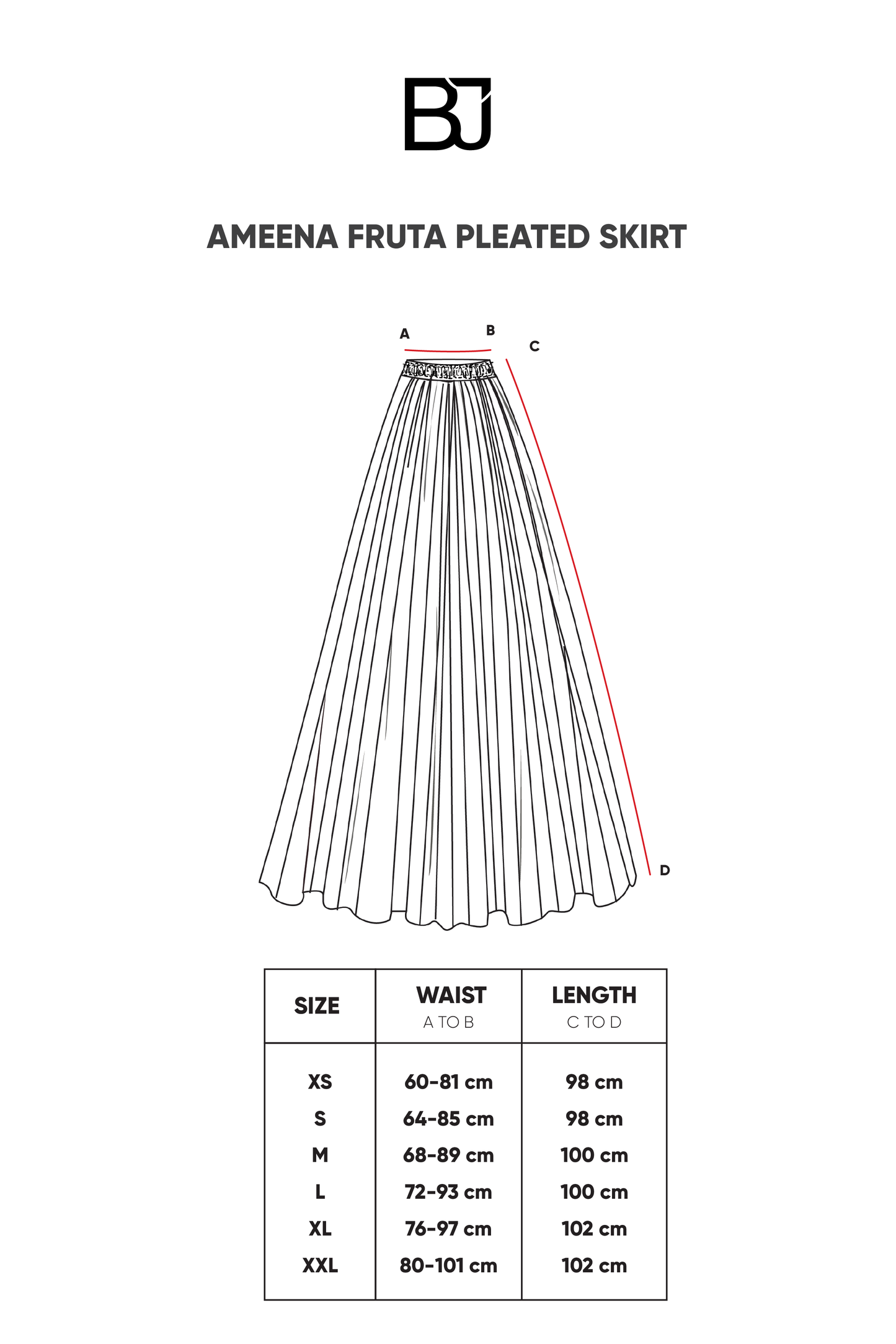 Ameena Fruta Pleated Skirt - Multicolor