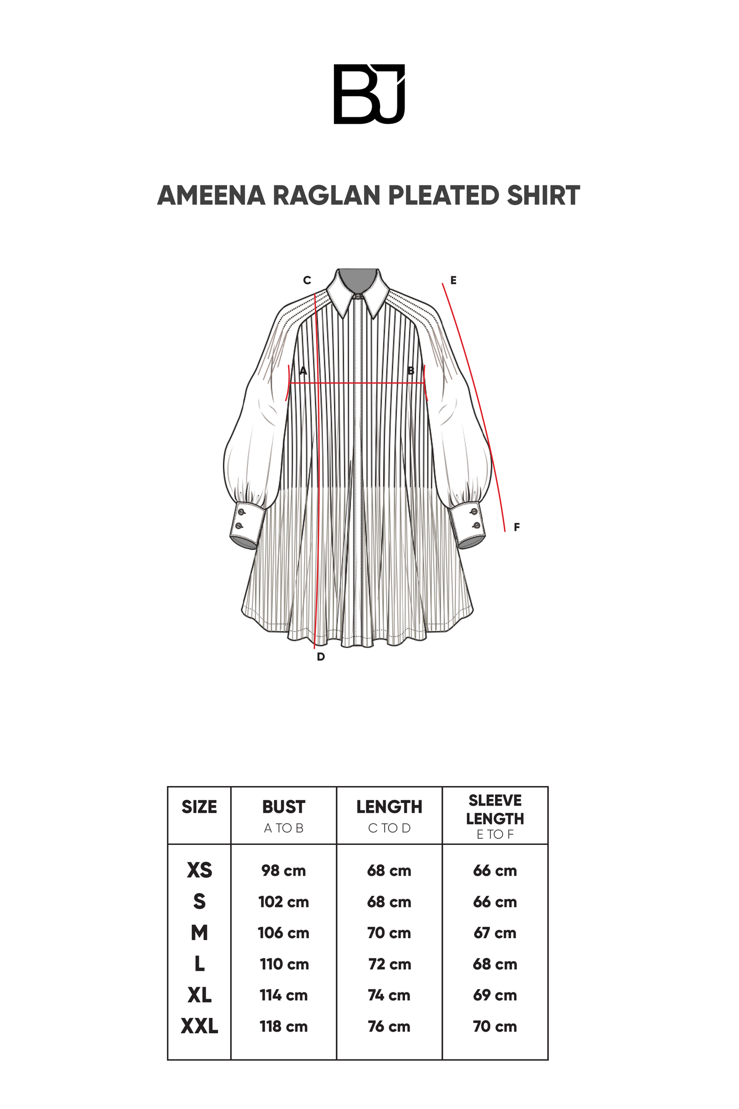 Ameena Raglan Pleated Shirt - Multicolor