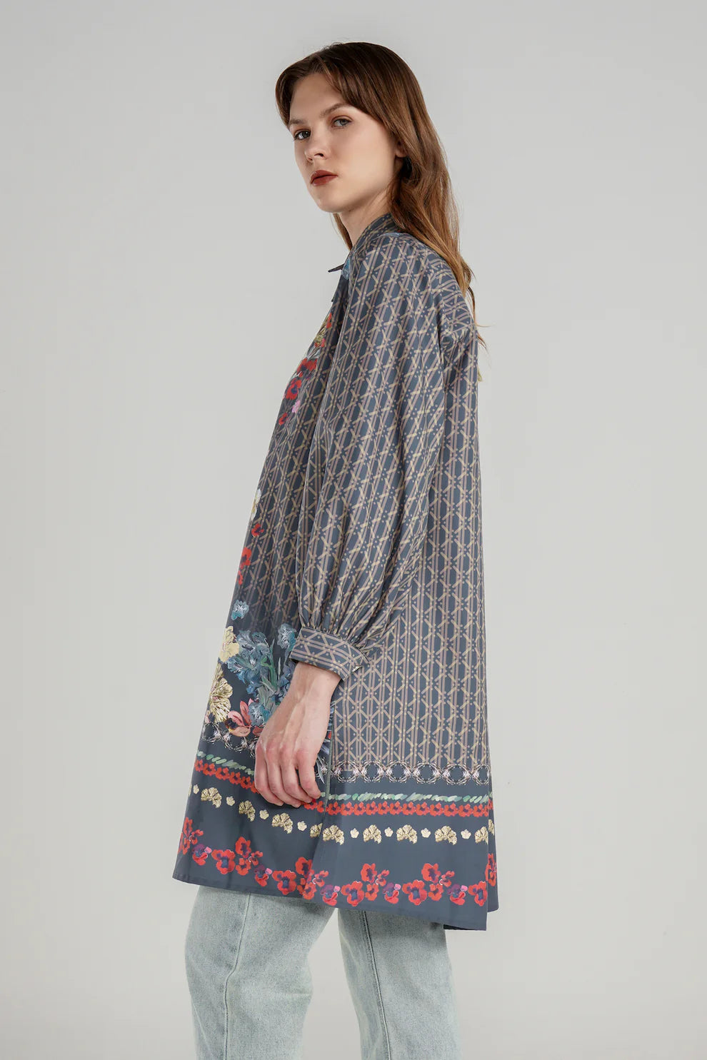 Floral Symphony Yoke Shirt - Indigo