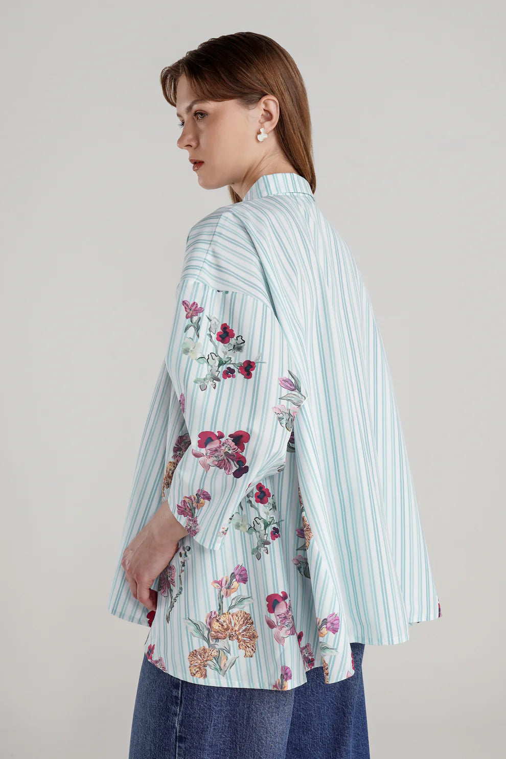 Floral Symphony Stripe Shirt - Hydrangea