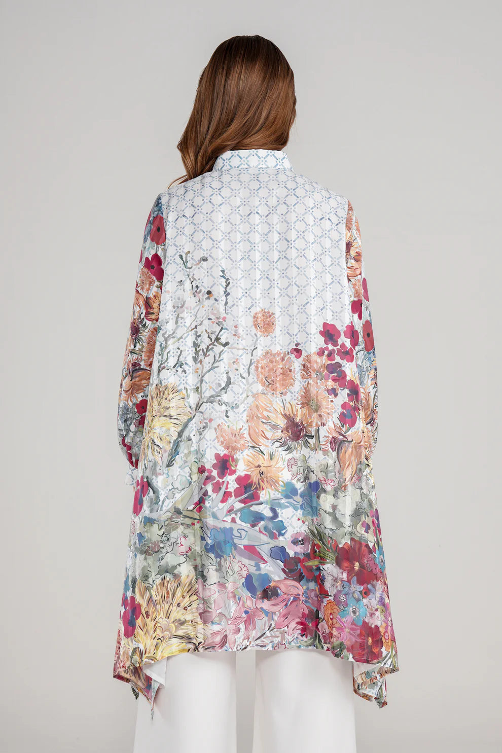 Floral Symphony Tunic Shirt - Hydrangea