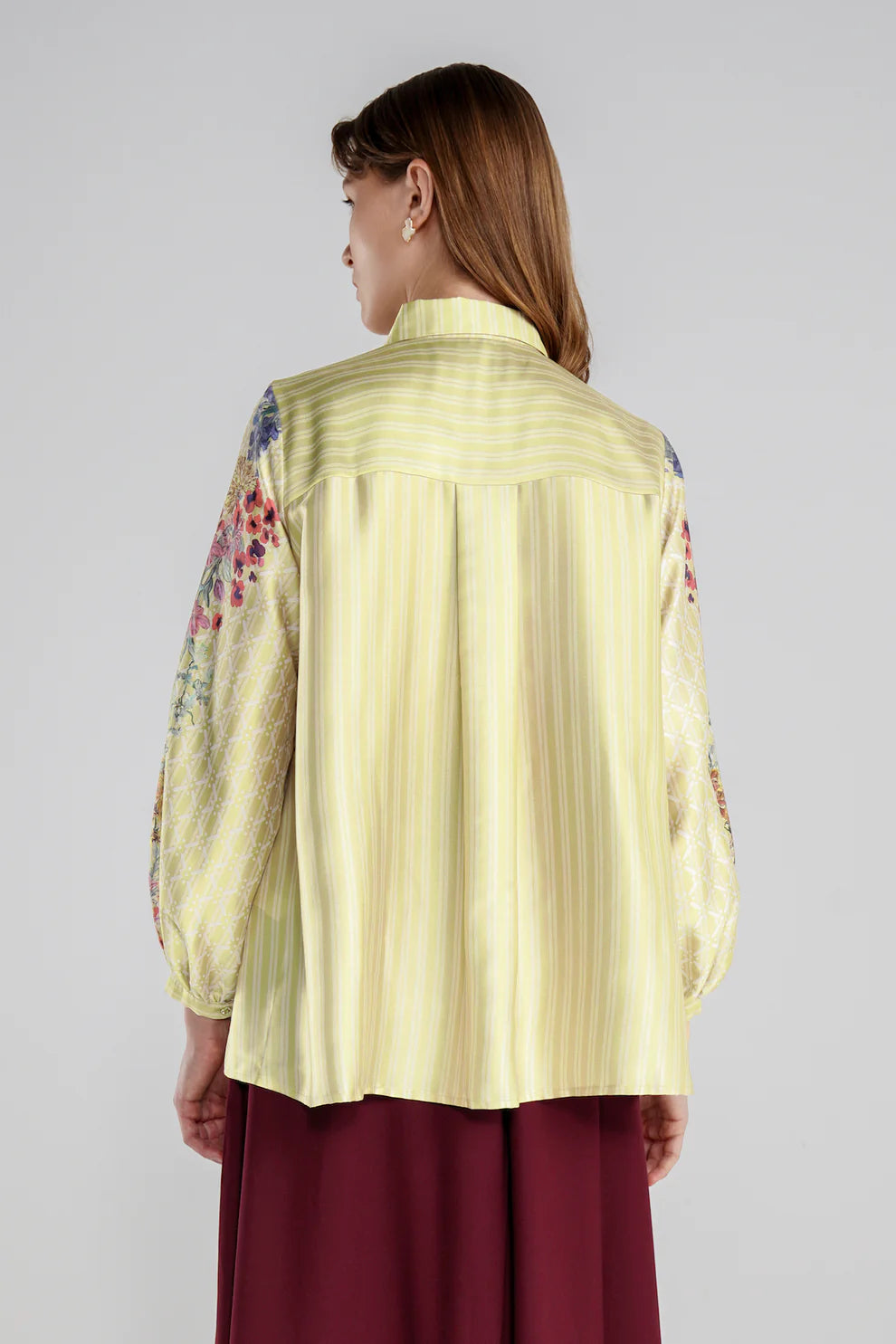 Floral Symphony Satin Shirt - Calendula