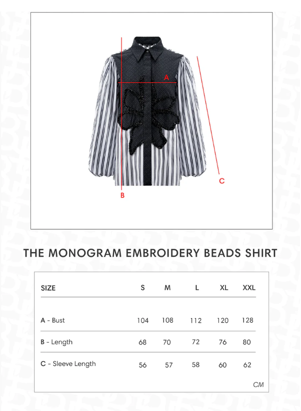 The Monogram Embroidery Beads Shirt - Black