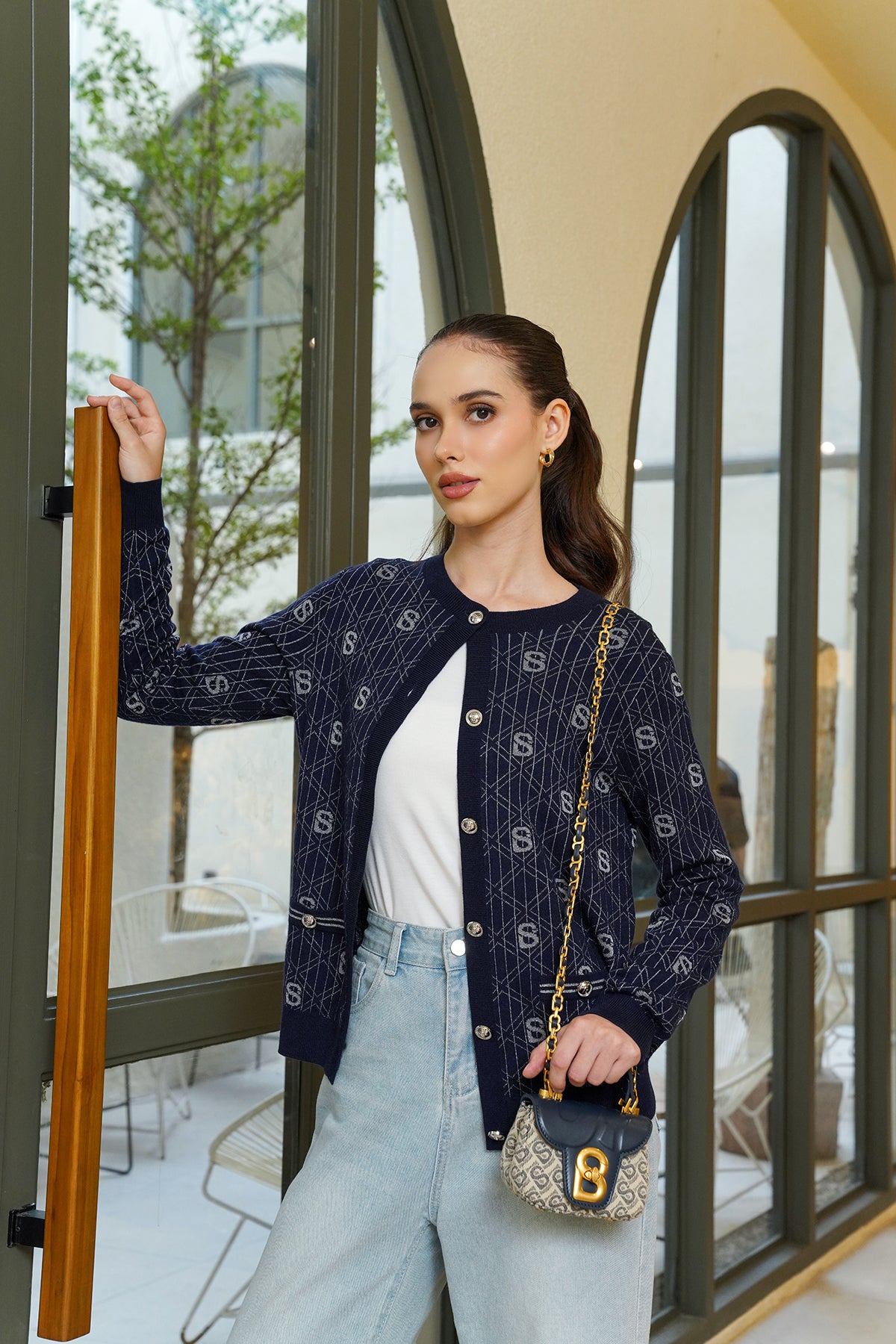 Lucy Cardigan - Navy/Silver