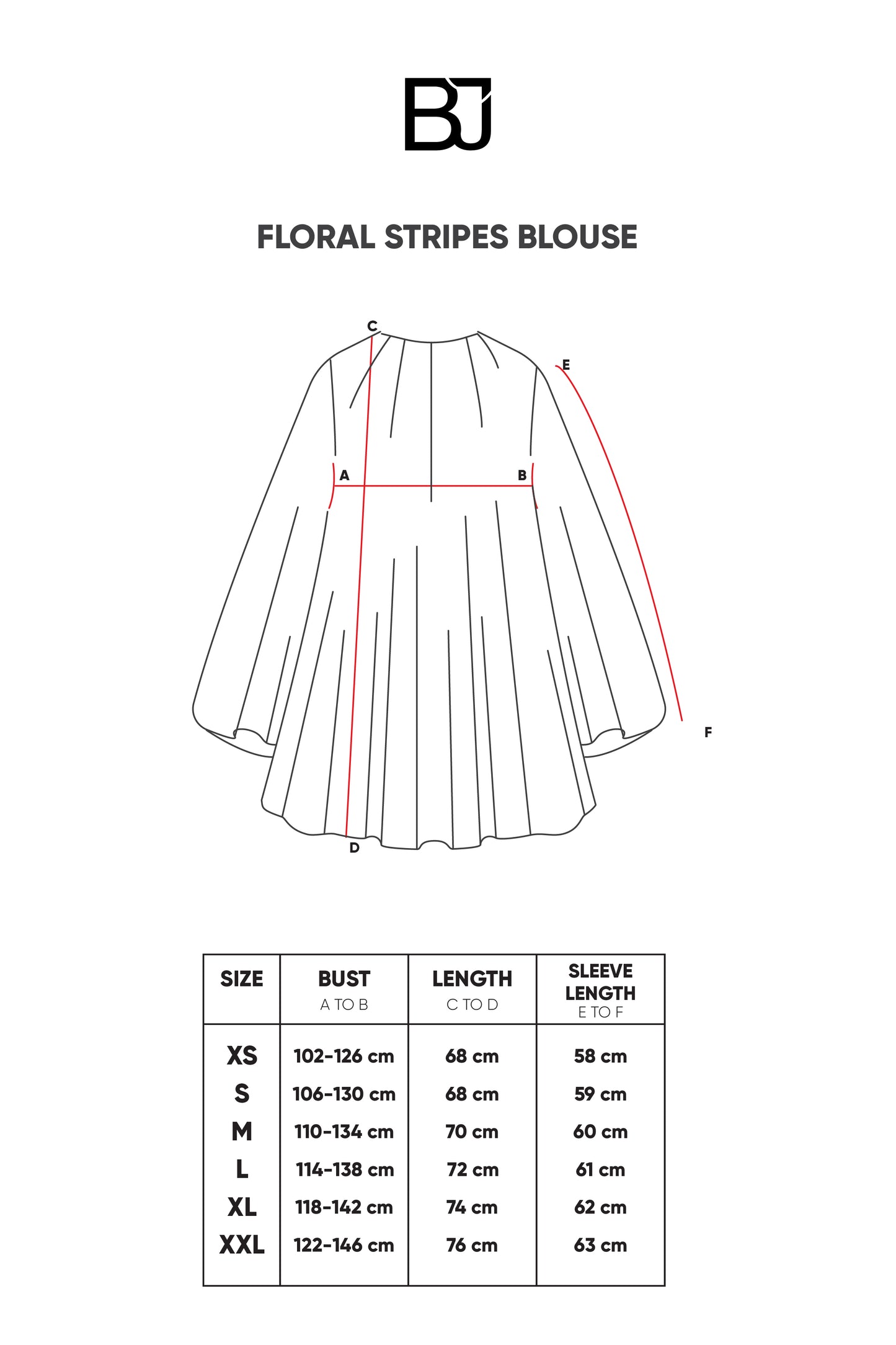 Floral Stripes Blouse - Black