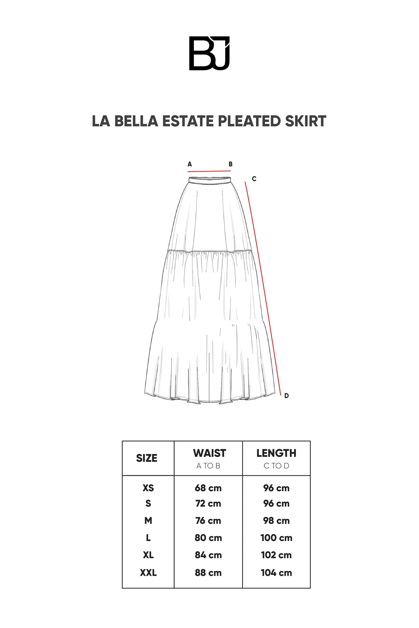La Bella Estate Pleated Skirt - Black