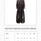Festive Finesse Pleated Dress - Black
