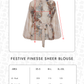 Festive Finesse Sheer Blouse - Maple