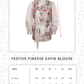 Festive Finesse Satin Blouse - Maple