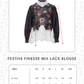 Festive Finesse Mix Lace Blouse - Blush