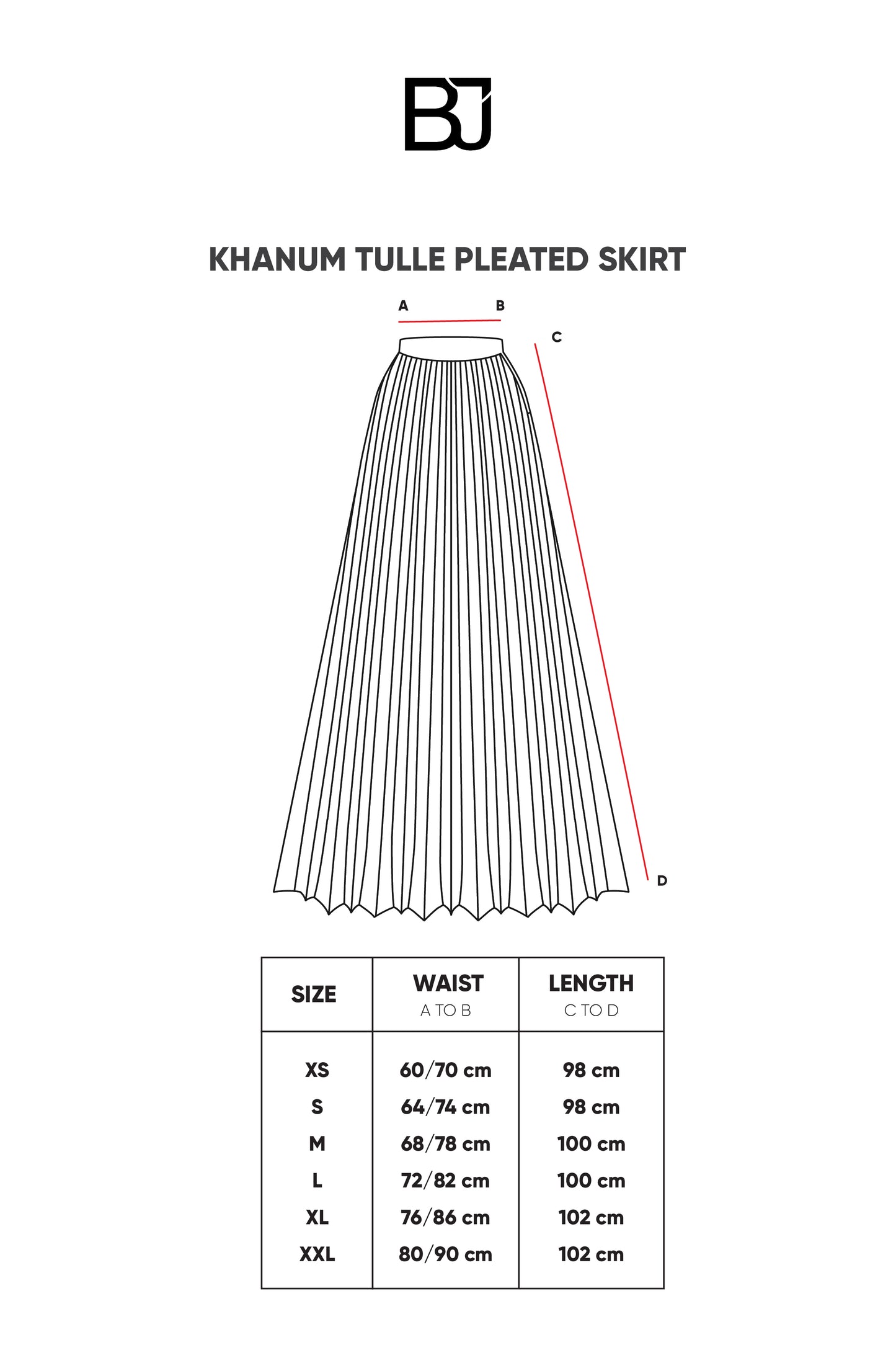 Khanum Tulle Pleated Skirt - Black