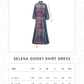 Selena Godet Shirt Dress - Navy Peony