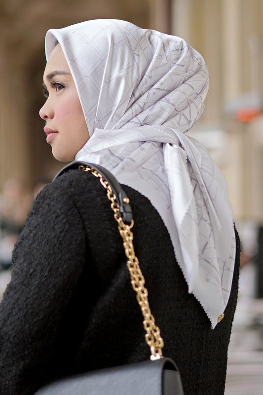 Louvre Series Satin Square Square - Blanc