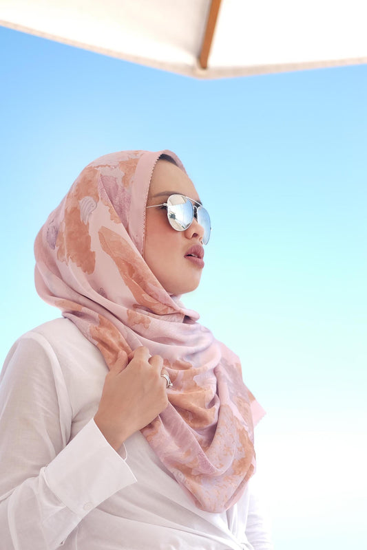 Song of the Sea Satin Shawl - Coral