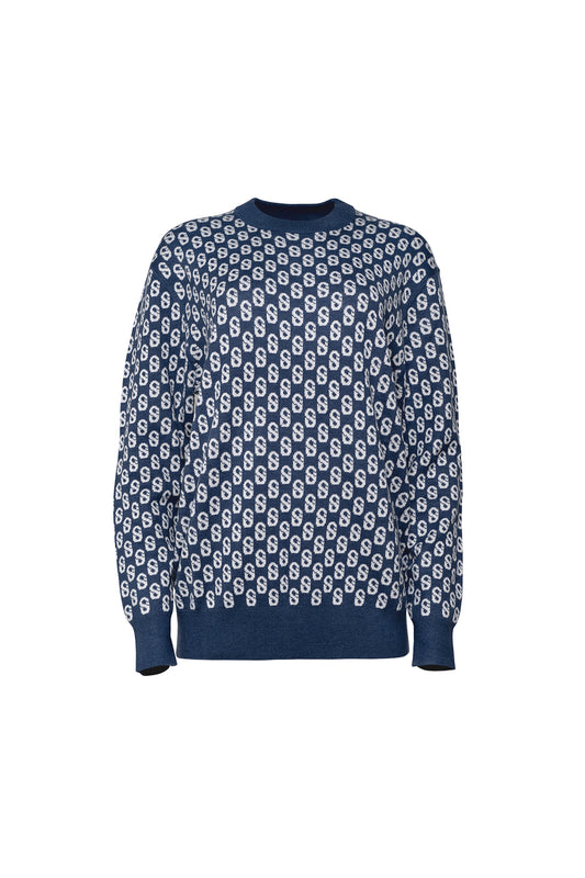 Everyday Monogram Sweater - Atlantic Blue