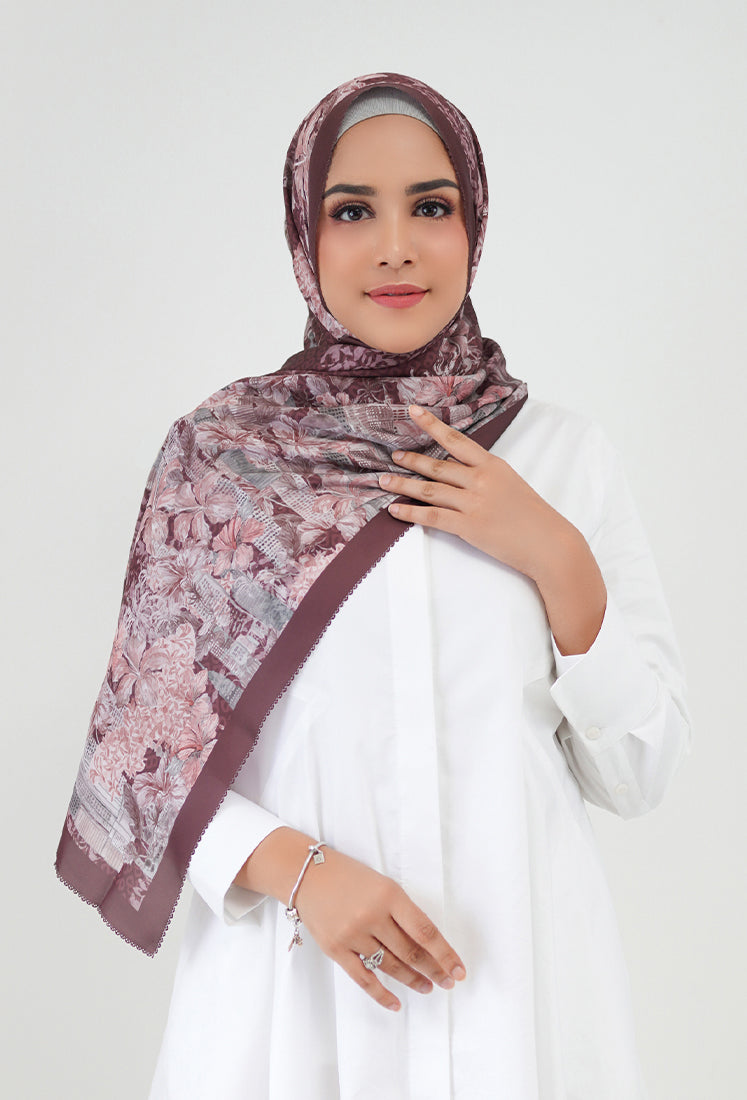 The Malaya Satin Shawl - Burgundy