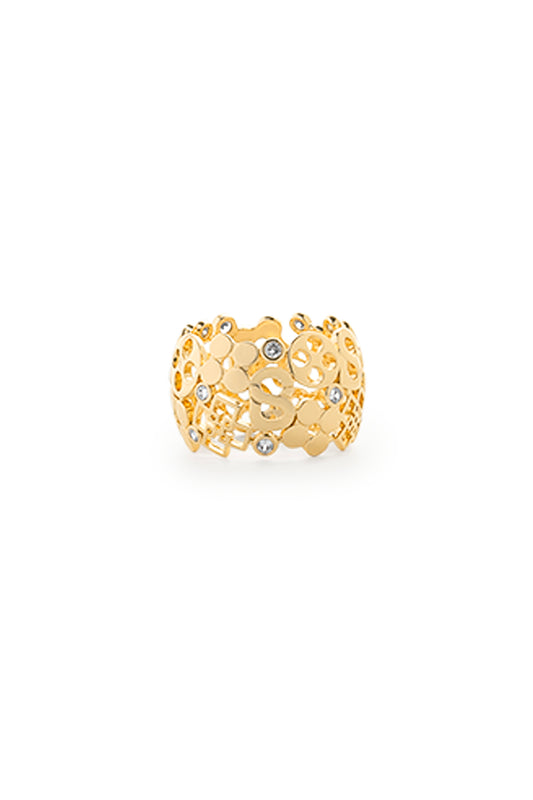 Monogram Ring Brooch - Gold